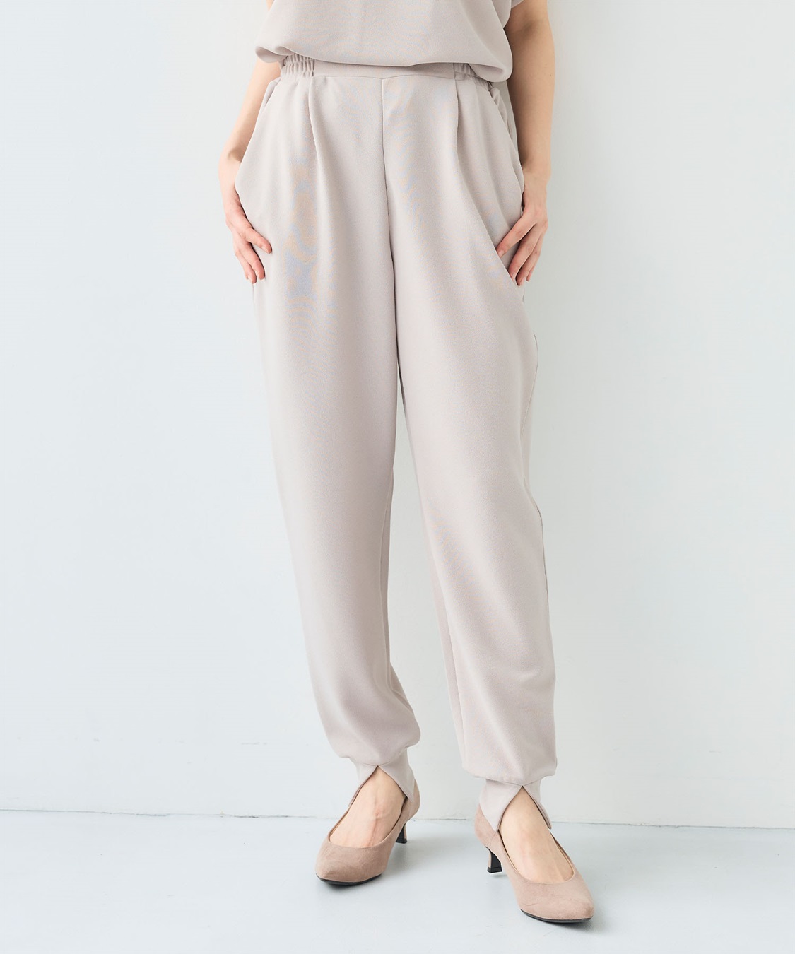 CROSS FUNCTION 《シワになりにくい》【セットアップ】サマ美え カットジョーゼット前スリットジョガーパンツ_sub_5