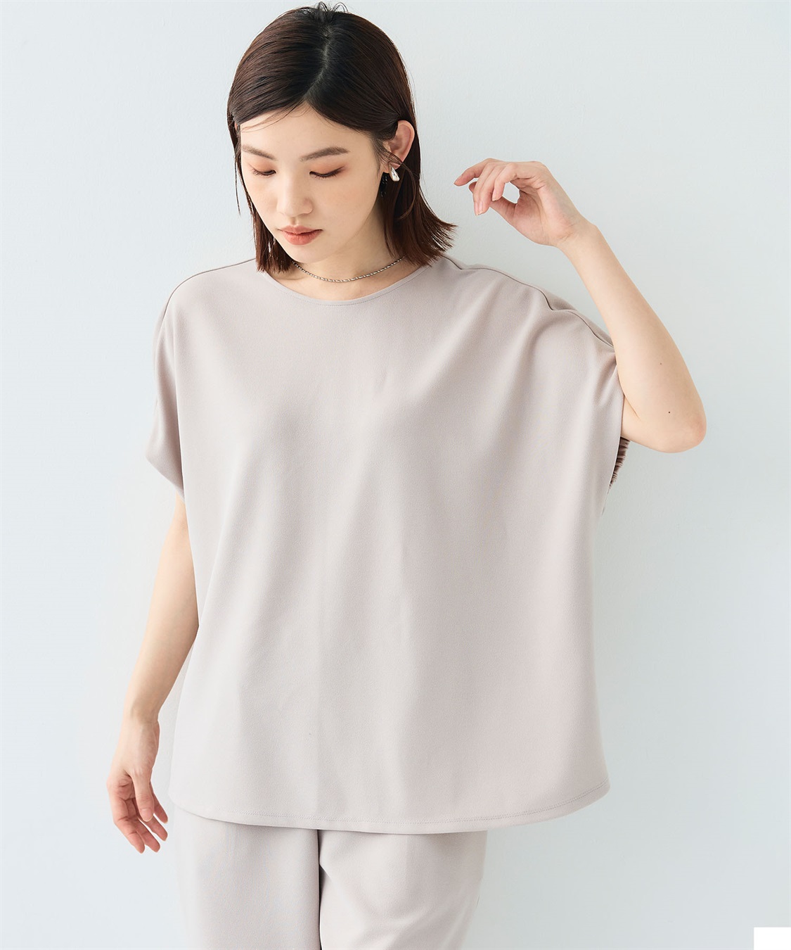 CROSS FUNCTION 《シワになりにくい》【セットアップ】サマ美え カットジョーゼットフレア袖ブラウス_sub_9