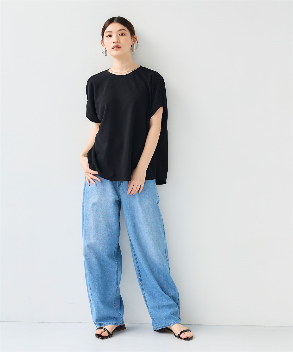 CROSS FUNCTION 《シワになりにくい》【セットアップ】サマ美え カットジョーゼットフレア袖ブラウス_sub_21