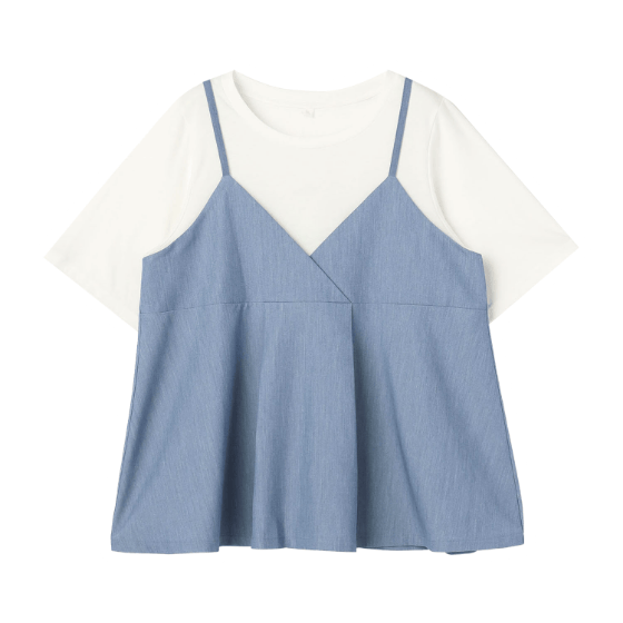 anyfee デニムライクビスチェレイヤード風Tシャツ OFT