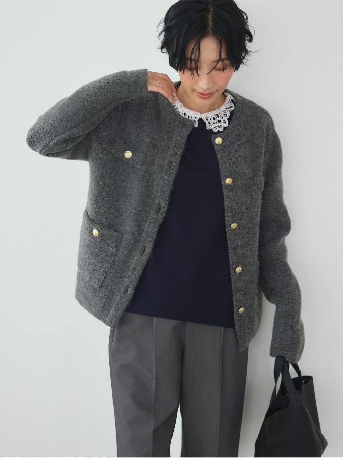 《抗菌防臭》サマ美え 金釦ニットジャケット