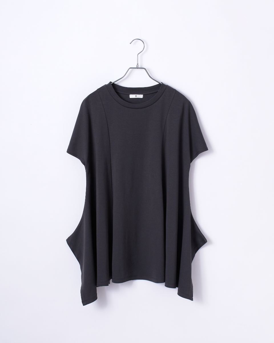 《汗染み防止》エブ楽 天竺アシメトリーデザインTシャツの画像