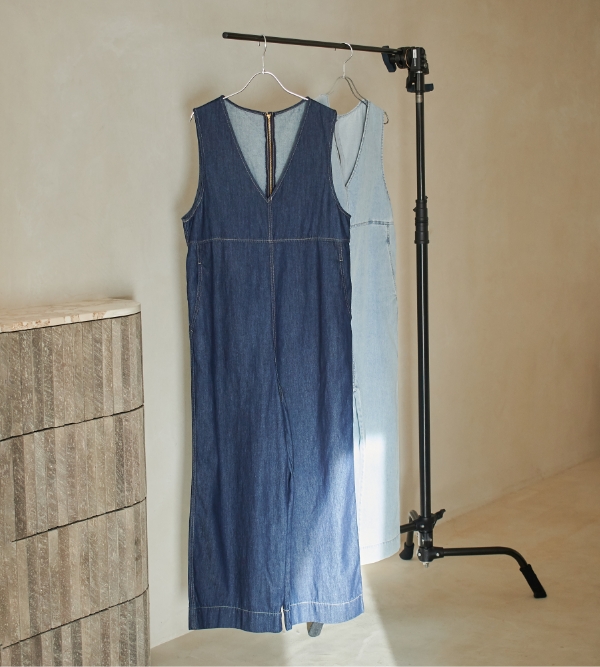 《撥水》FRESH DENIM デニムルーズオールインワン