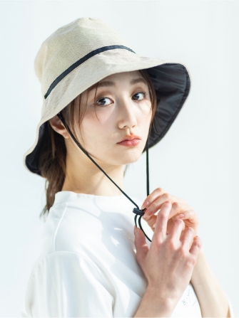 【Wpc.】UVカット接触冷感クロッシェハット【バケットハット 帽子 ハット つば部分 完全遮光100％＆完全UVカット100％生地 UPF50+ あご紐付き 日焼け対策 紫外線対策】