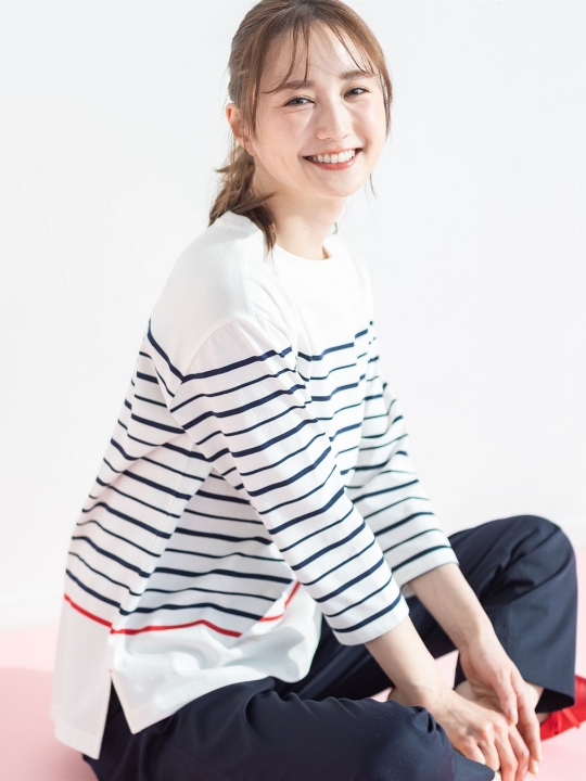 ボーダーＴシャツ【オーガニックコットンブレンド】の着用イメージ