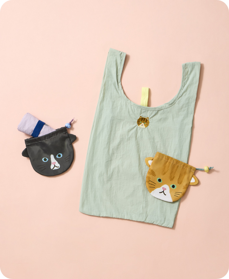 猫巾着エコバックの写真