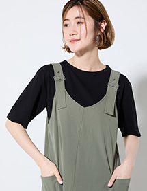 【汗じみ防止】ラグランTシャツ（ブラック）の着用イメージ
