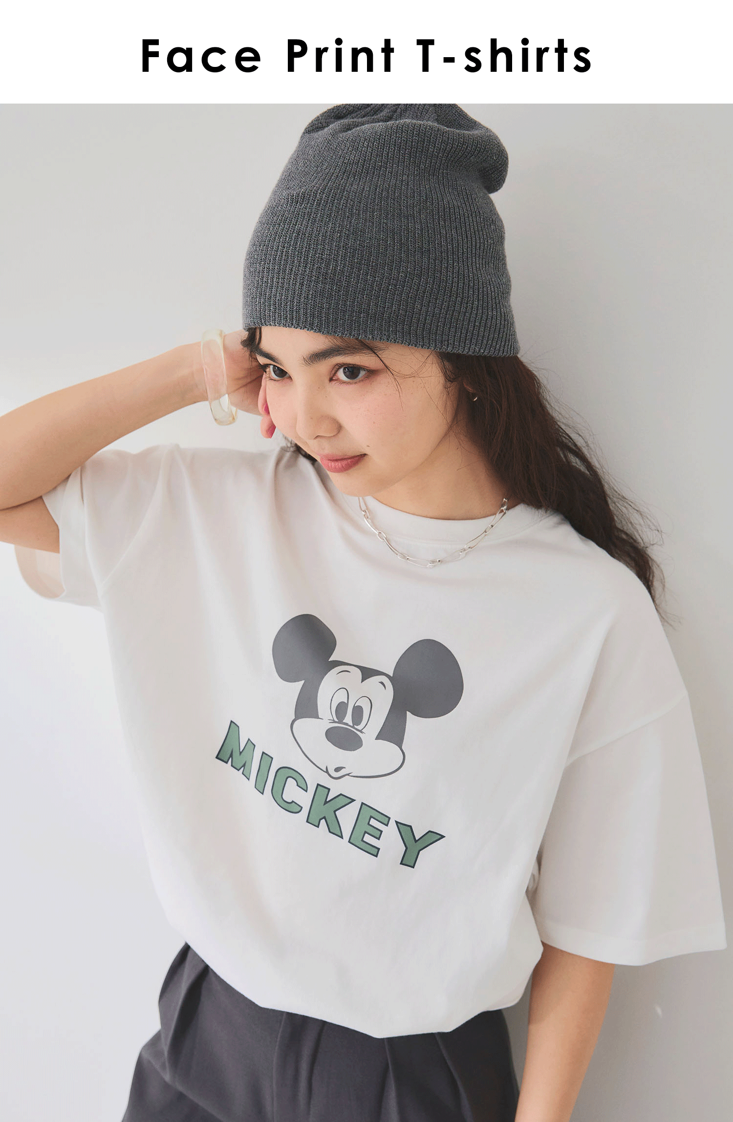 ミッキーマウスフェイスプリントTシャツ<br>¥3,960(tax in)