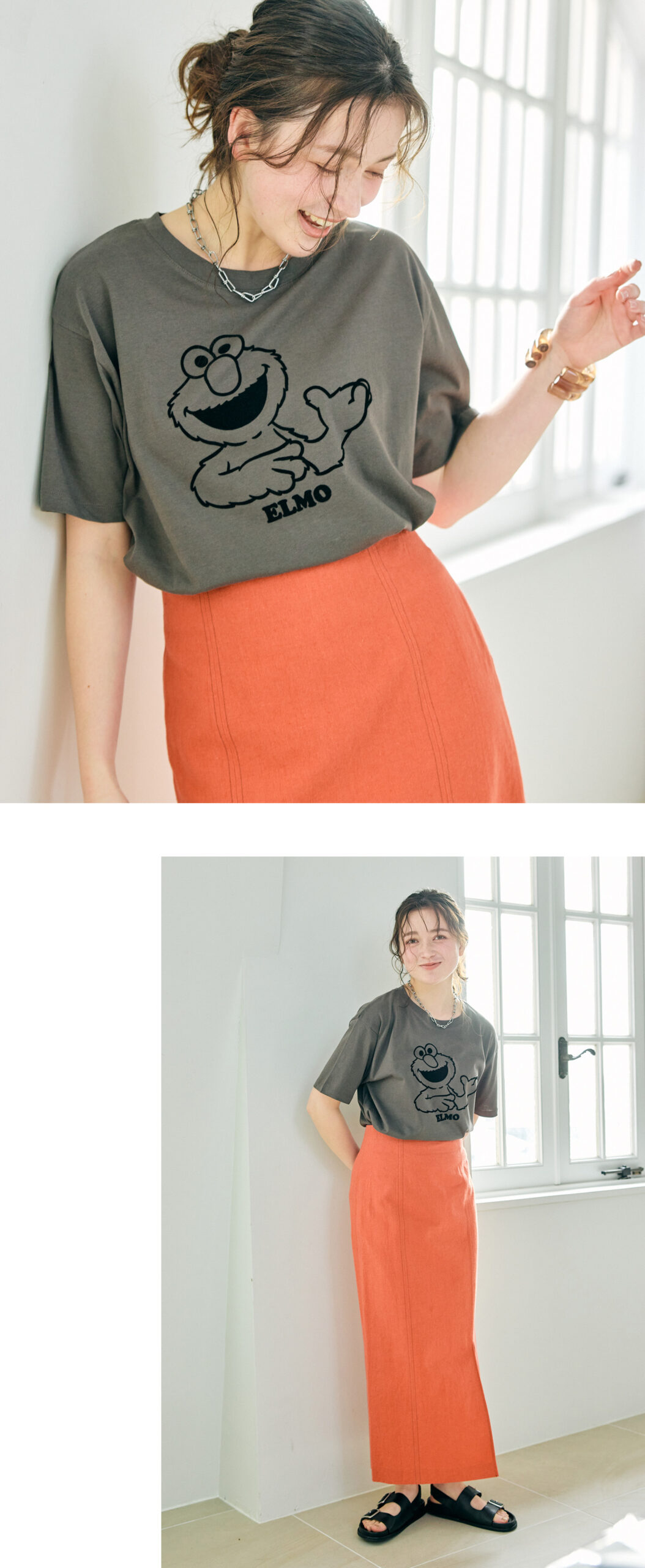 エルモフロッキープリント半袖Tシャツ <br>¥2,189(tax in)