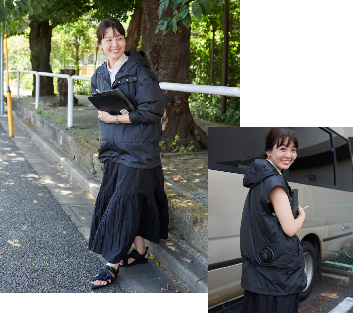 高橋夏果 空調服着用シーン